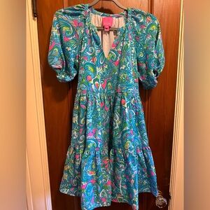 Lilly Pulitzer Shannon Tiered Swing Dress Sz XS Seabreeze Blue